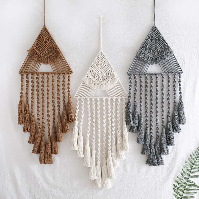 Handwoven Triangle Dream Catcher Pendant, Home Decor