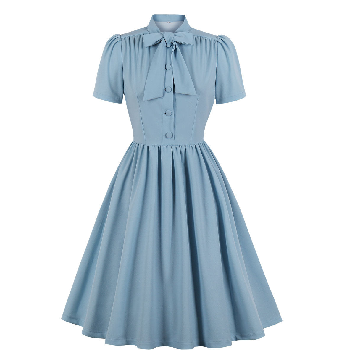 Damen-Swingkleid mit Schnürung, einfarbig, Sommerkleid
