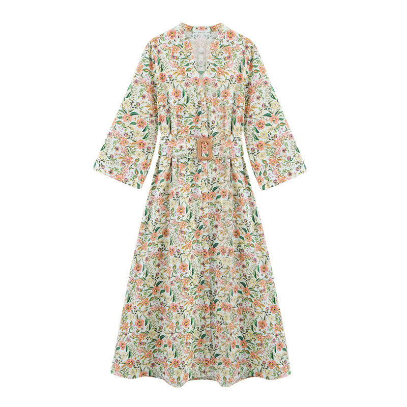 Bedrucktes Sommerkleid im europäischen und amerikanischen Stil