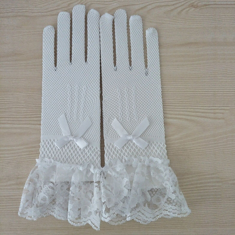 1 Paar gestrickte Stretch-Mesh-Handschuhe, Hochzeitshandschuhe