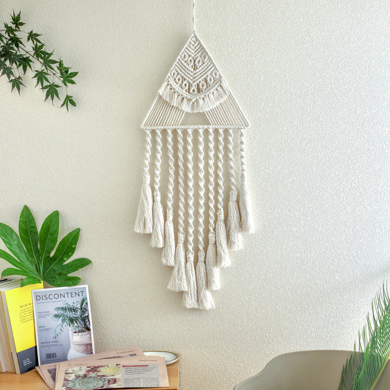 Handwoven Triangle Dream Catcher Pendant, Home Decor