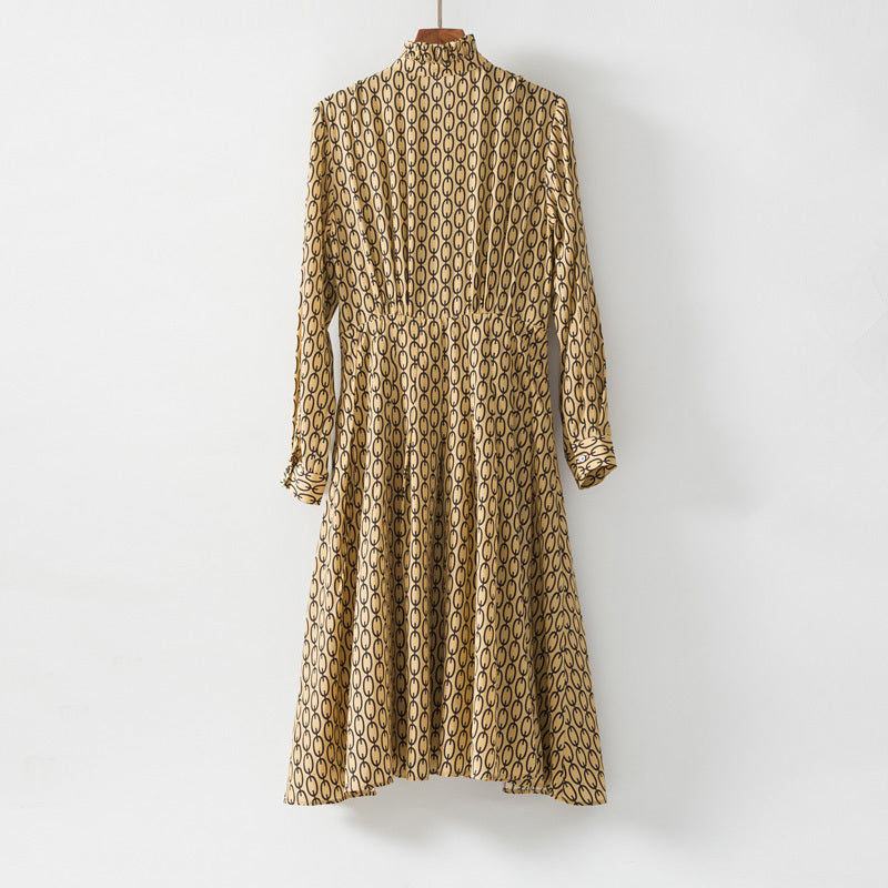 Seidenkleid mit Kettendruck, schlichtes Kleid