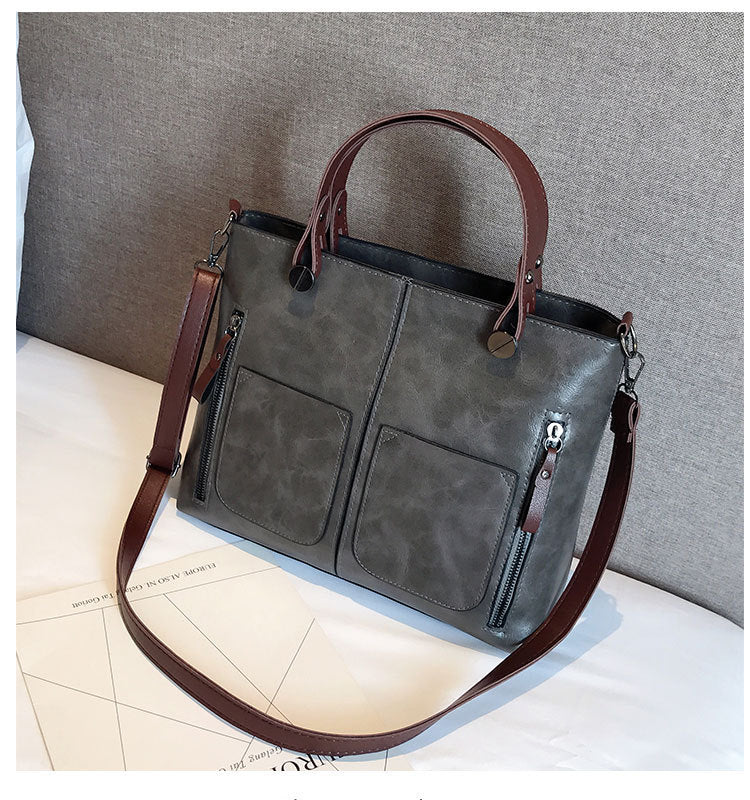 Vintage PU Umhängetasche, Damen Casual Totes