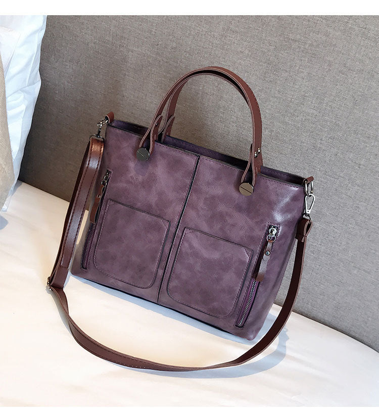 Vintage PU Umhängetasche, Damen Casual Totes