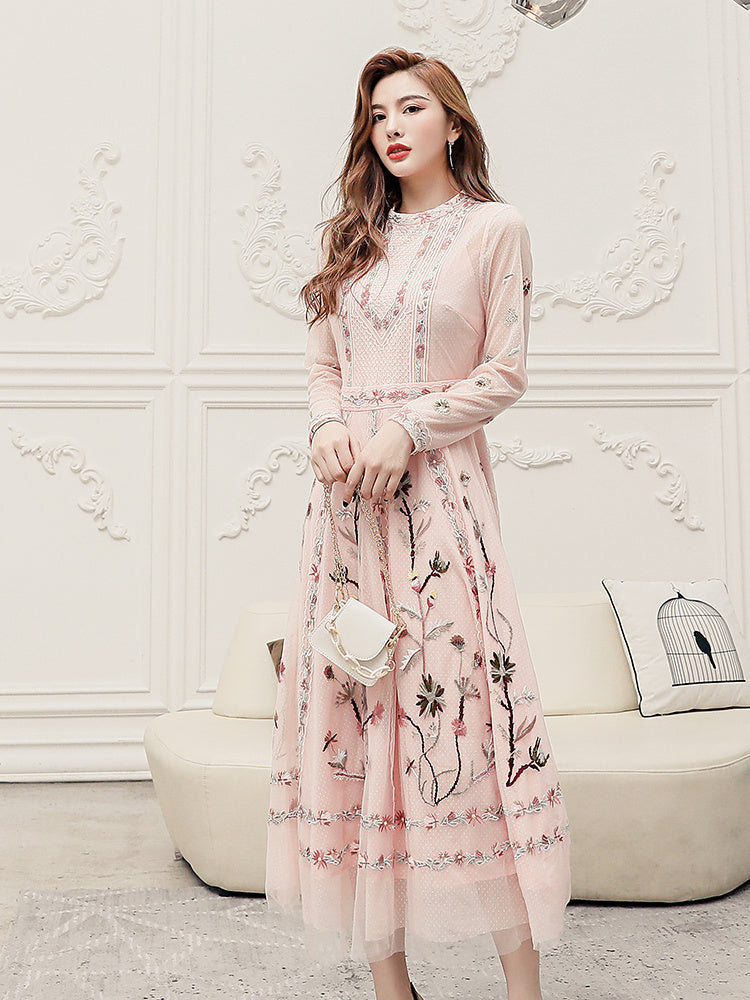 Embroidered Evening Dress