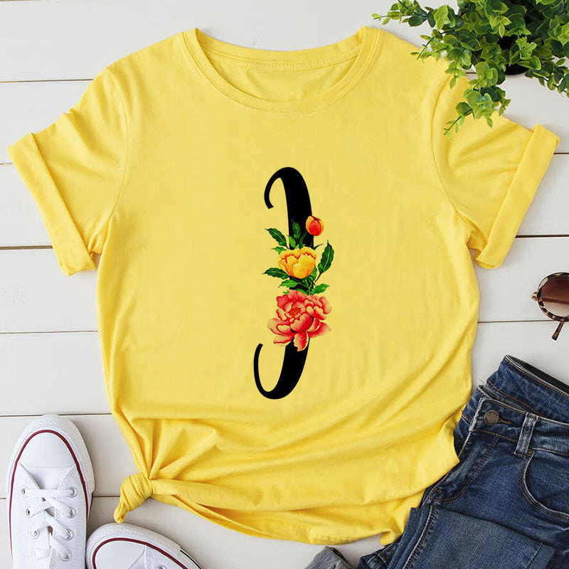 Damen-T-Shirt mit Buchstabendruck, Premium-T-Shirt, Geburtstagsgeschenk