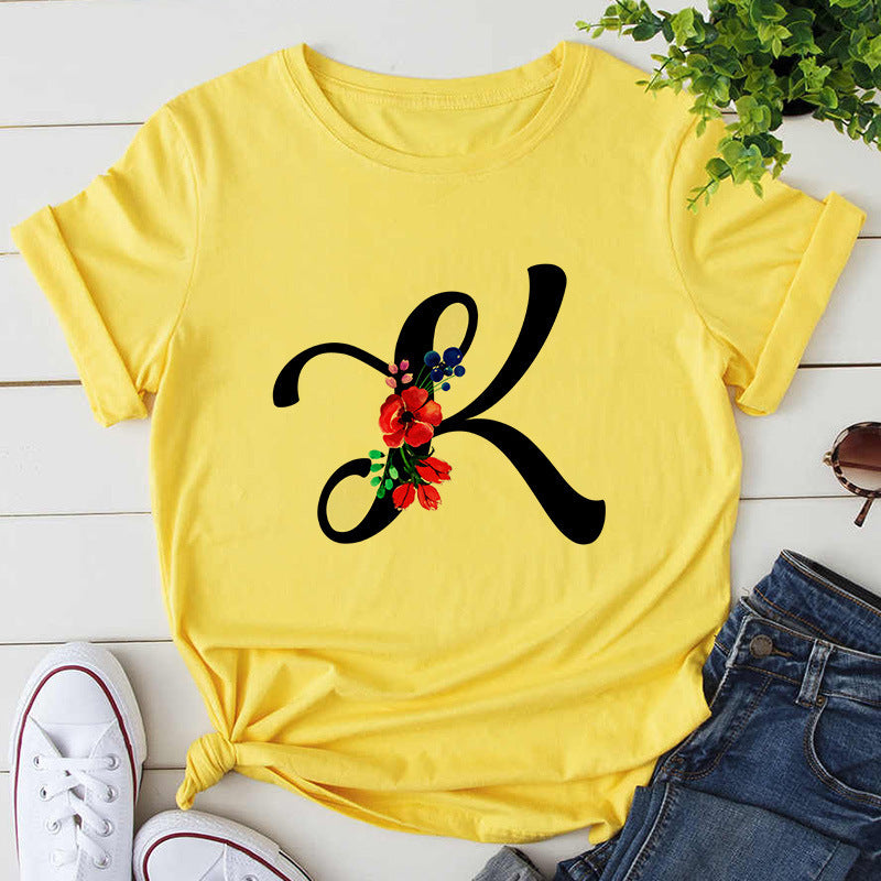Damen-T-Shirt mit Buchstabendruck, Premium-T-Shirt, Geburtstagsgeschenk