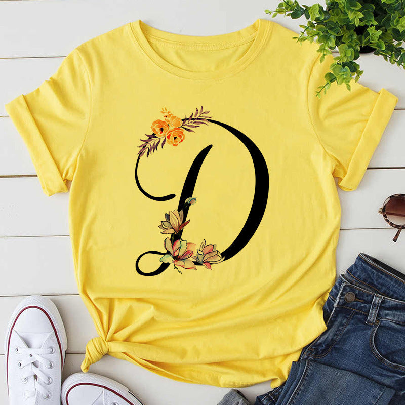 Damen-T-Shirt mit Buchstabendruck, Premium-T-Shirt, Geburtstagsgeschenk