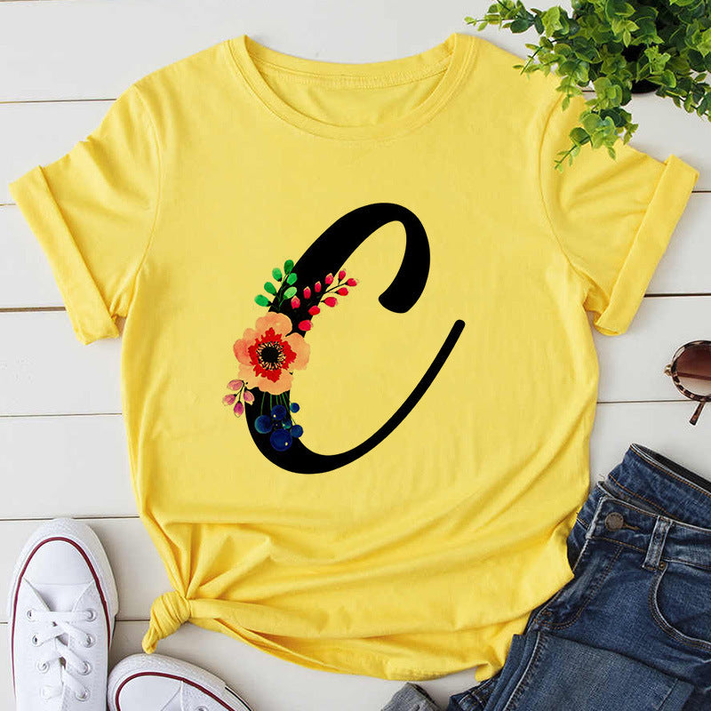 Damen-T-Shirt mit Buchstabendruck, Premium-T-Shirt, Geburtstagsgeschenk