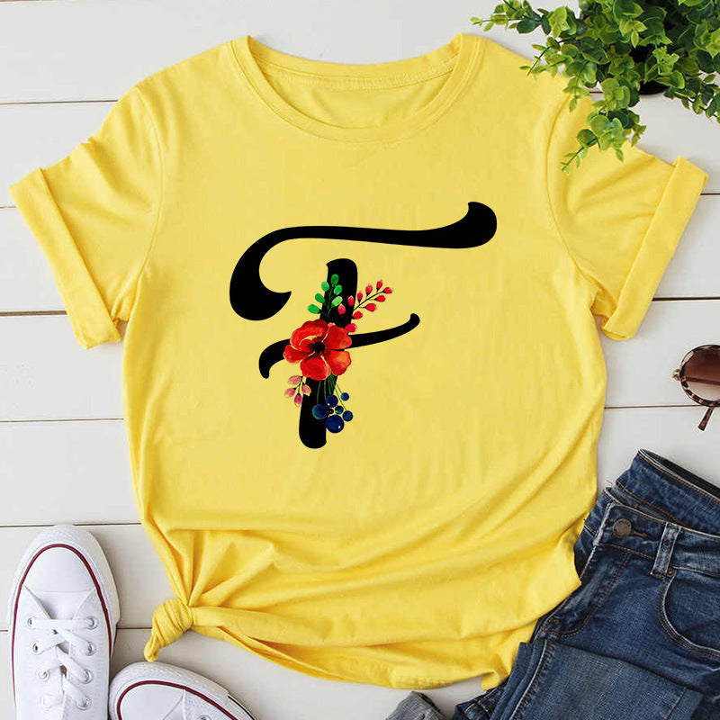 Damen-T-Shirt mit Buchstabendruck, Premium-T-Shirt, Geburtstagsgeschenk