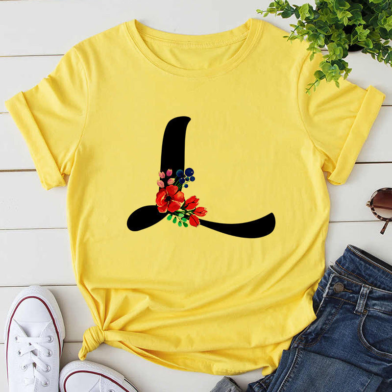 Damen-T-Shirt mit Buchstabendruck, Premium-T-Shirt, Geburtstagsgeschenk