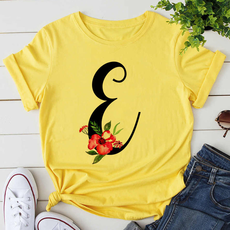 Damen-T-Shirt mit Buchstabendruck, Premium-T-Shirt, Geburtstagsgeschenk