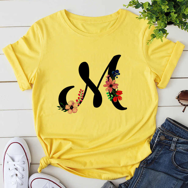 Damen-T-Shirt mit Buchstabendruck, Premium-T-Shirt, Geburtstagsgeschenk