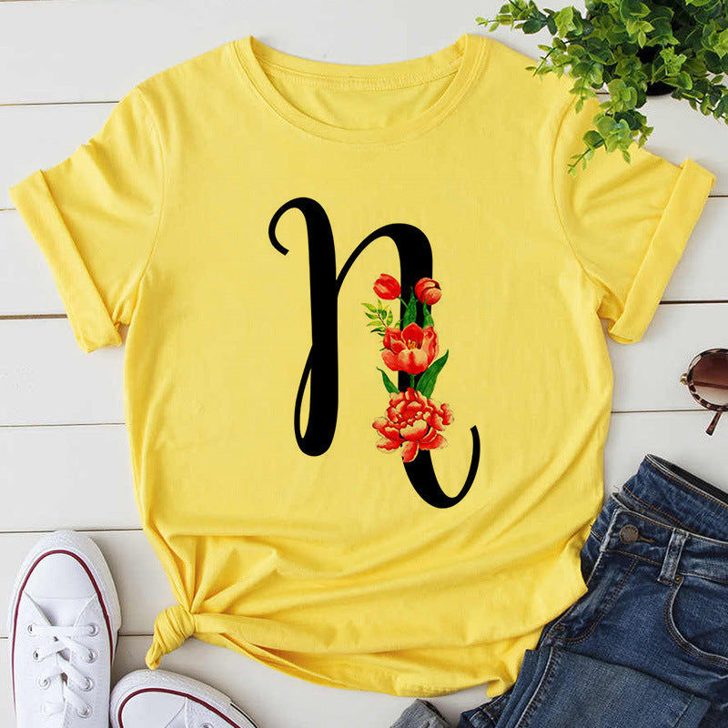 Damen-T-Shirt mit Buchstabendruck, Premium-T-Shirt, Geburtstagsgeschenk