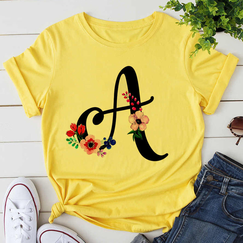 Damen-T-Shirt mit Buchstabendruck, Premium-T-Shirt, Geburtstagsgeschenk