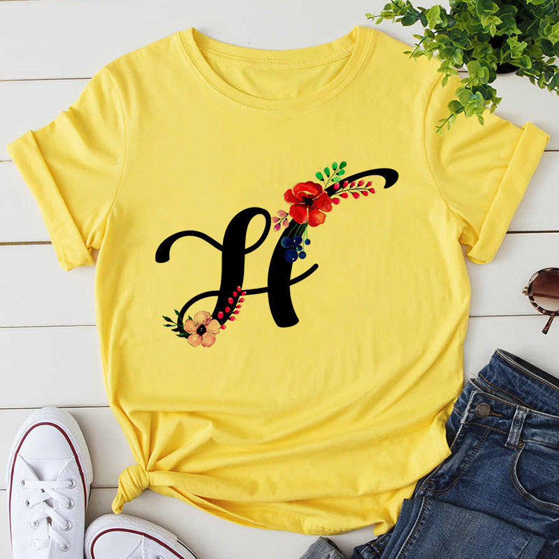 Damen-T-Shirt mit Buchstabendruck, Premium-T-Shirt, Geburtstagsgeschenk