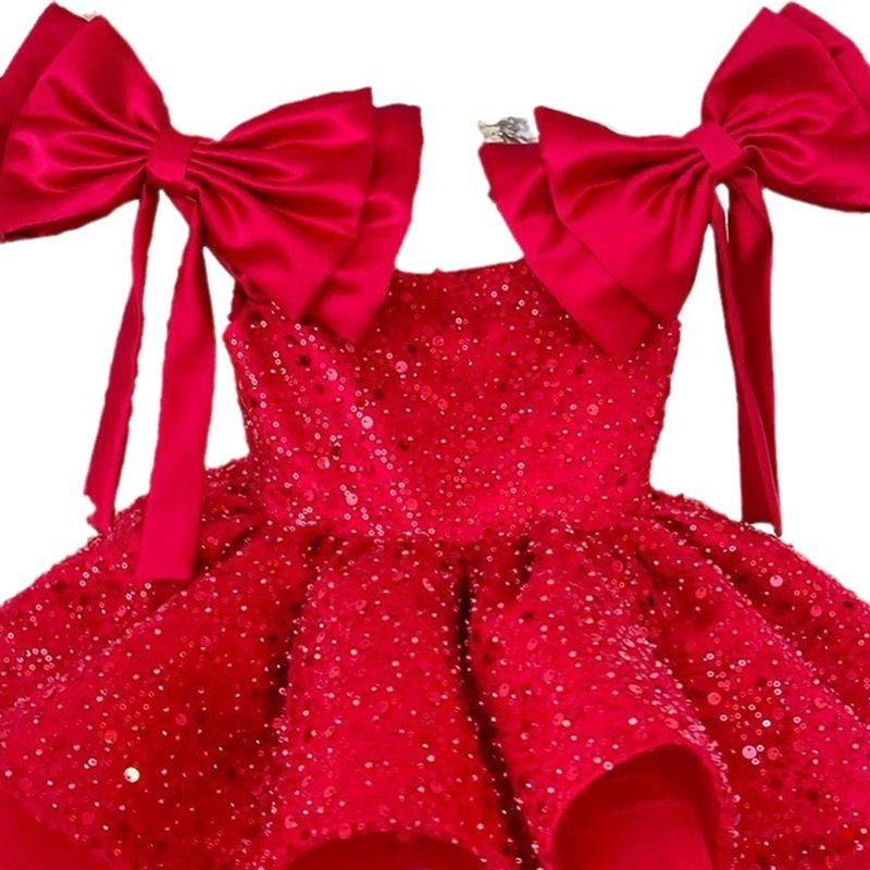 Mädchen-Prinzessinnenkleid mit Paillettenschleife