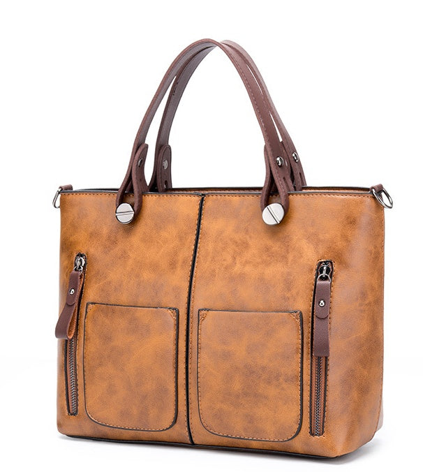Vintage PU Umhängetasche, Damen Casual Totes
