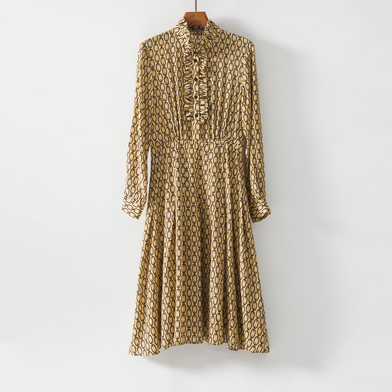 Seidenkleid mit Kettendruck, schlichtes Kleid