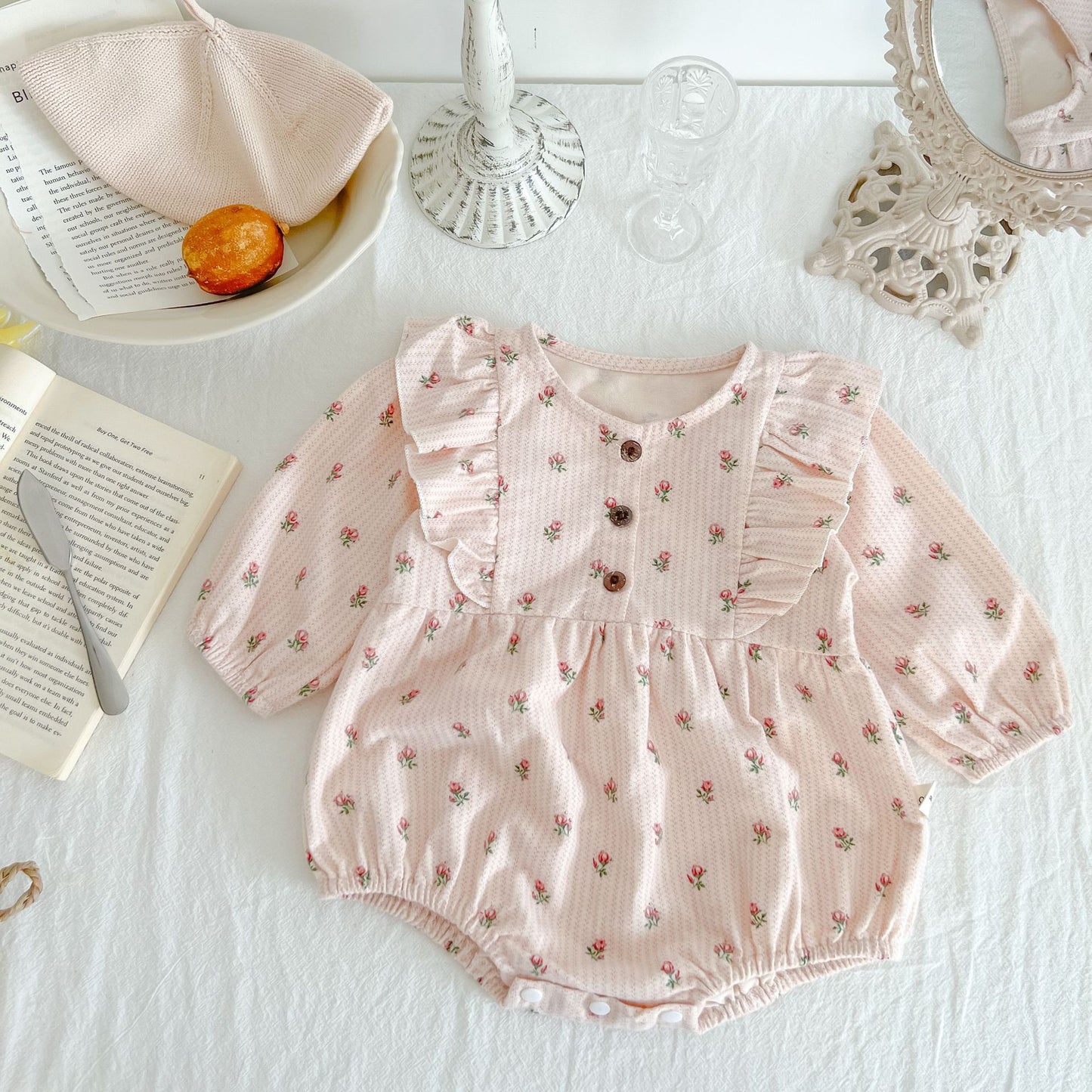 Kids' Summer Clothes, Baby Girl's Floral Long-sleeved Romper