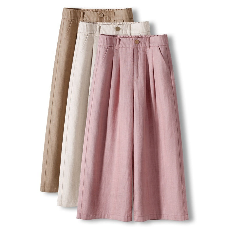 Women’s Straight-leg Cotton And Linen Wide-leg Pants
