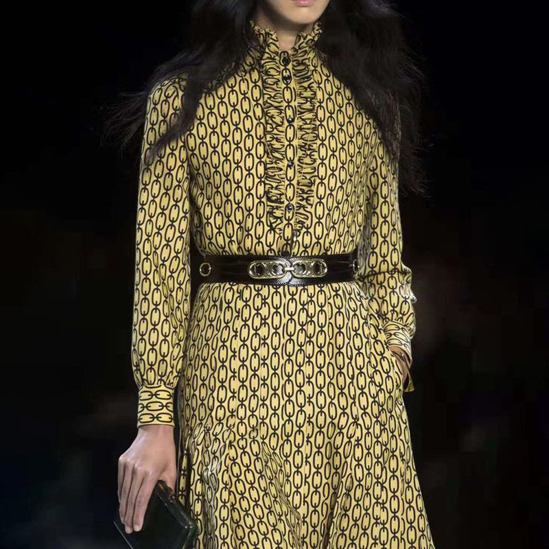 Seidenkleid mit Kettendruck, schlichtes Kleid