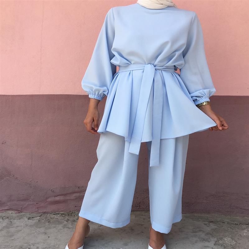 Zweiteiliges, schlichtes Outfit-Set, Hijab-Kleid im türkischen Stil