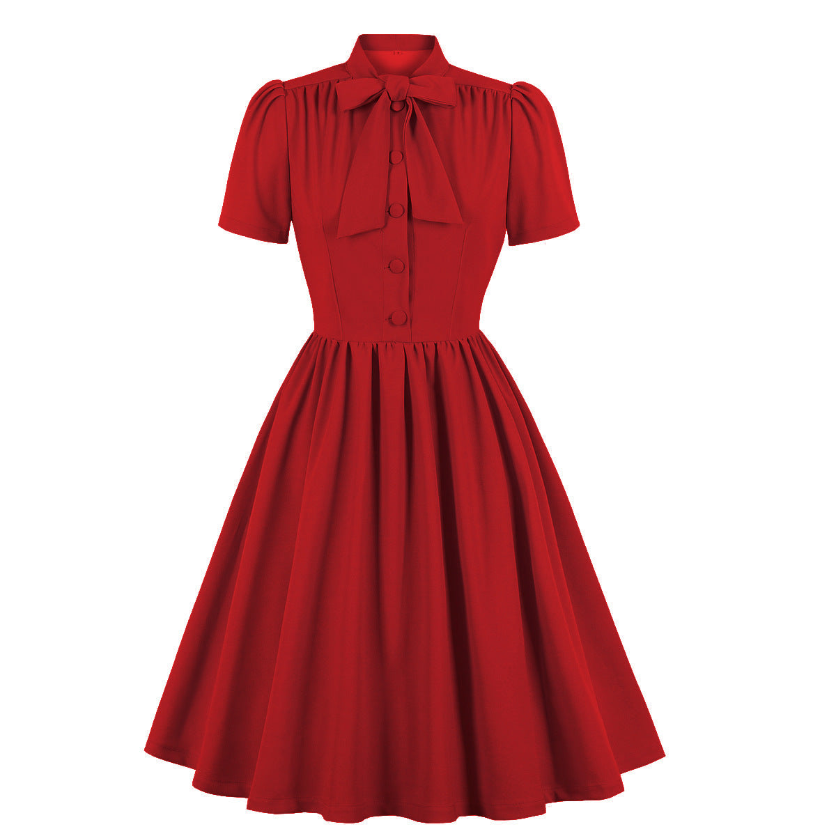 Damen-Swingkleid mit Schnürung, einfarbig, Sommerkleid