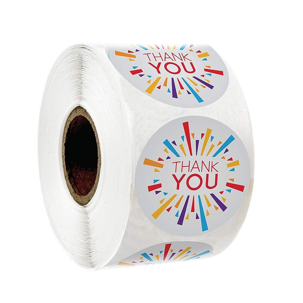 500pcs/roll Gold Foil Thank You Stickers Business Stickers - Colorful 500pcs