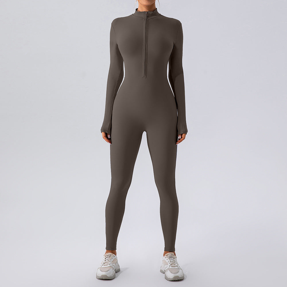 Fleece-lined Long Sleeved Yoga Jumpsuit