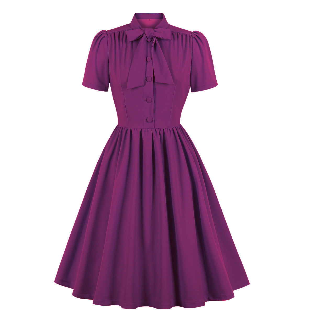 Damen-Swingkleid mit Schnürung, einfarbig, Sommerkleid