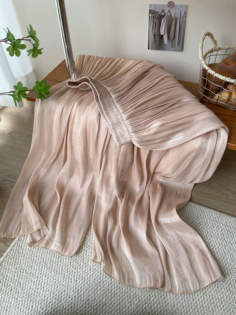 Women’s Elegant Ice Silk High Waist Long Pants