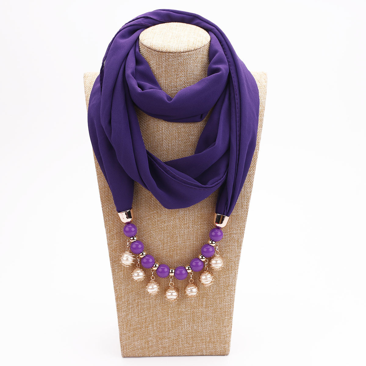 Pearl Chiffon Necklace Scarf Bib