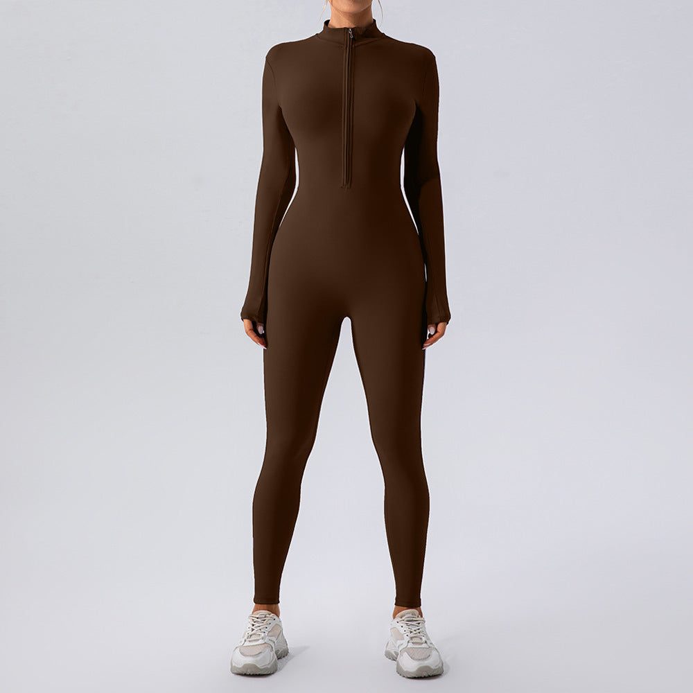 Fleece-lined Long Sleeved Yoga Jumpsuit
