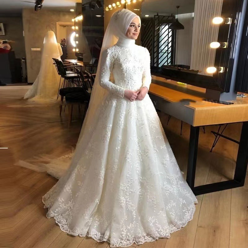 Long Sleeve White Modest Wedding Dress