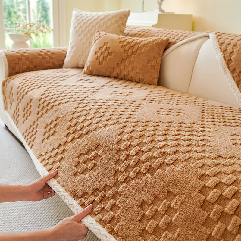 Heavy Weight Cotton Velvet Sofa Cover - Anti-Scratch Pet Protection-Premium Furniture Cover