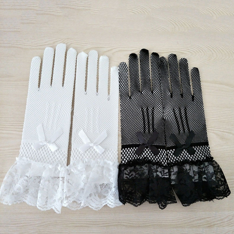 1 Paar gestrickte Stretch-Mesh-Handschuhe, Hochzeitshandschuhe
