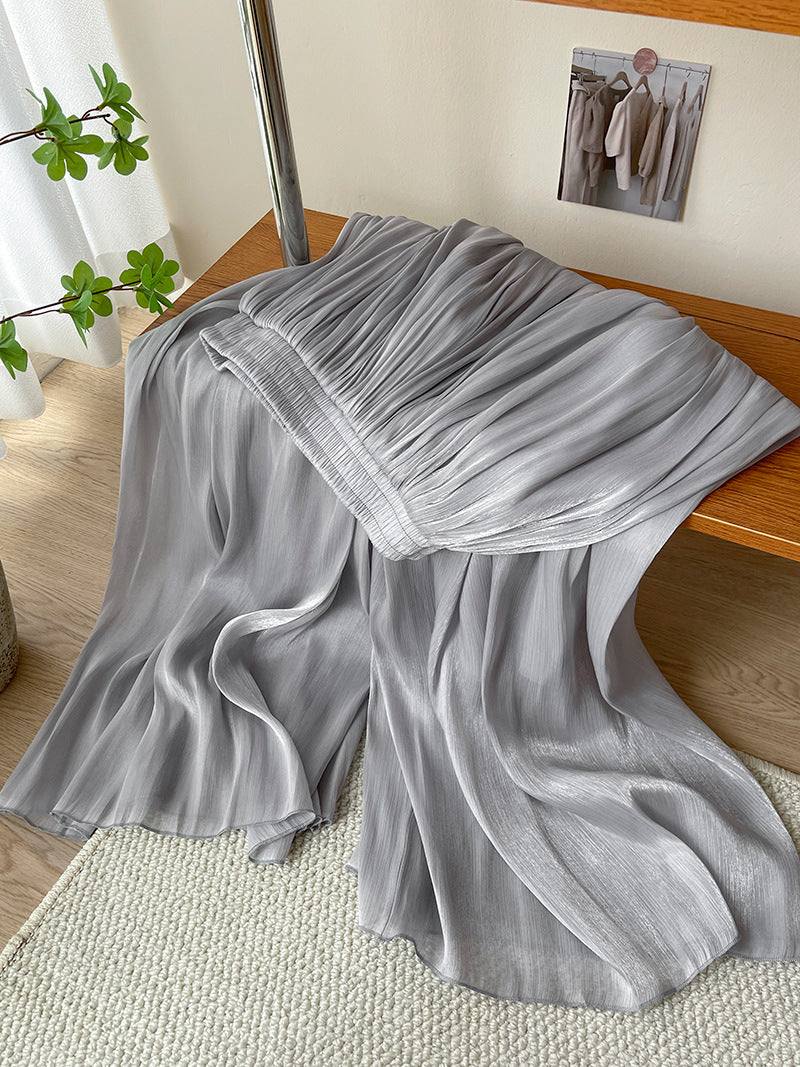Women’s Elegant Ice Silk High Waist Long Pants