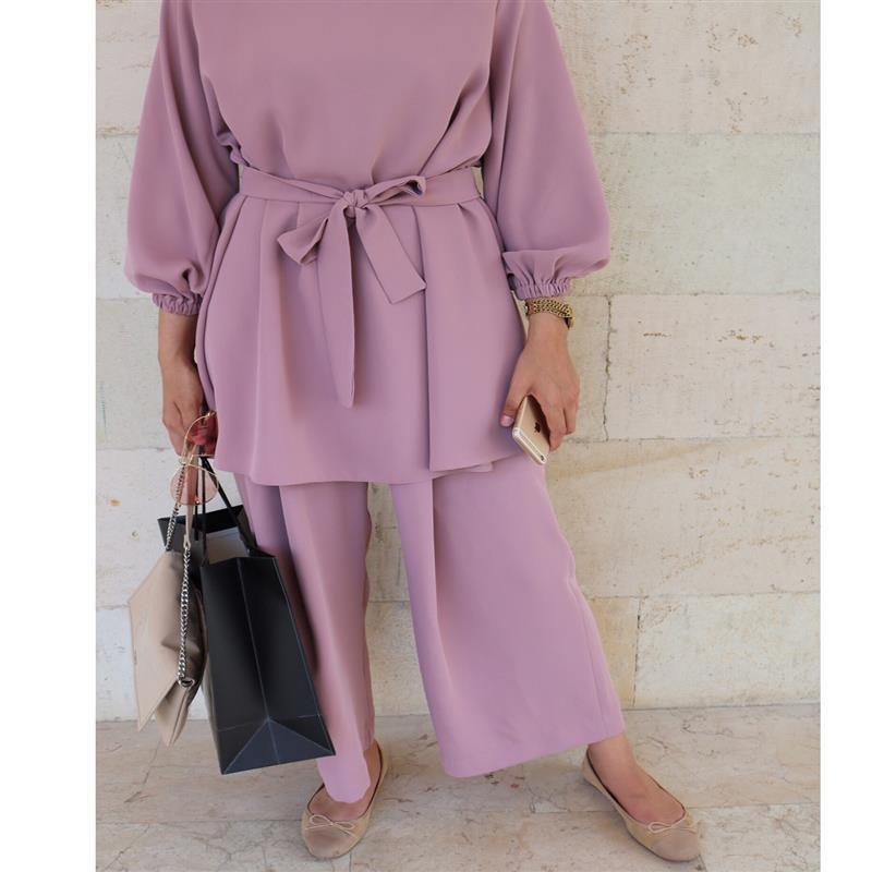 Zweiteiliges, schlichtes Outfit-Set, Hijab-Kleid im türkischen Stil