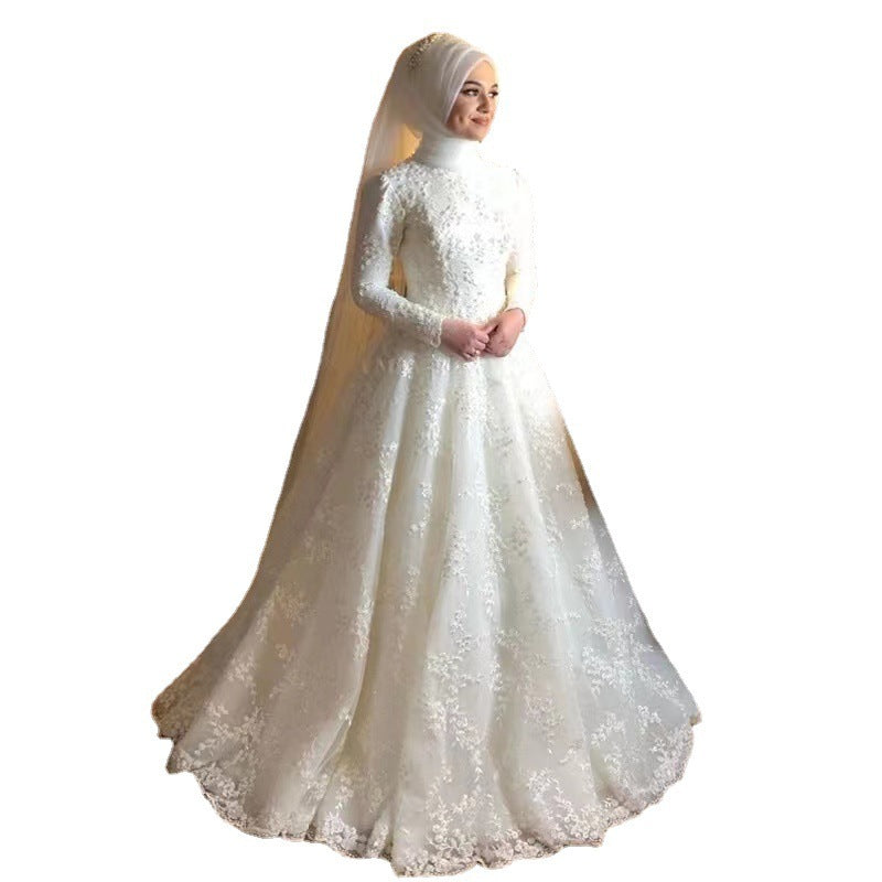 Long Sleeve White Modest Wedding Dress