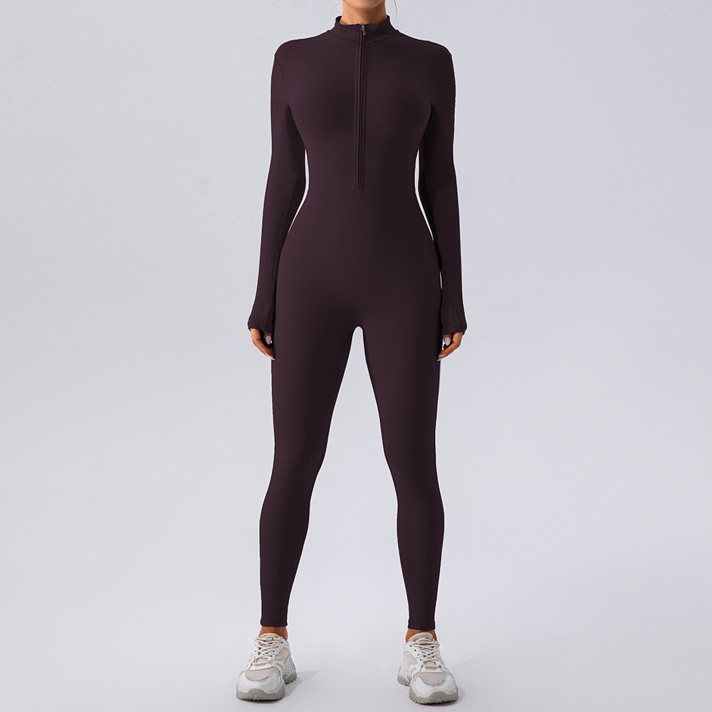 Fleece-lined Long Sleeved Yoga Jumpsuit