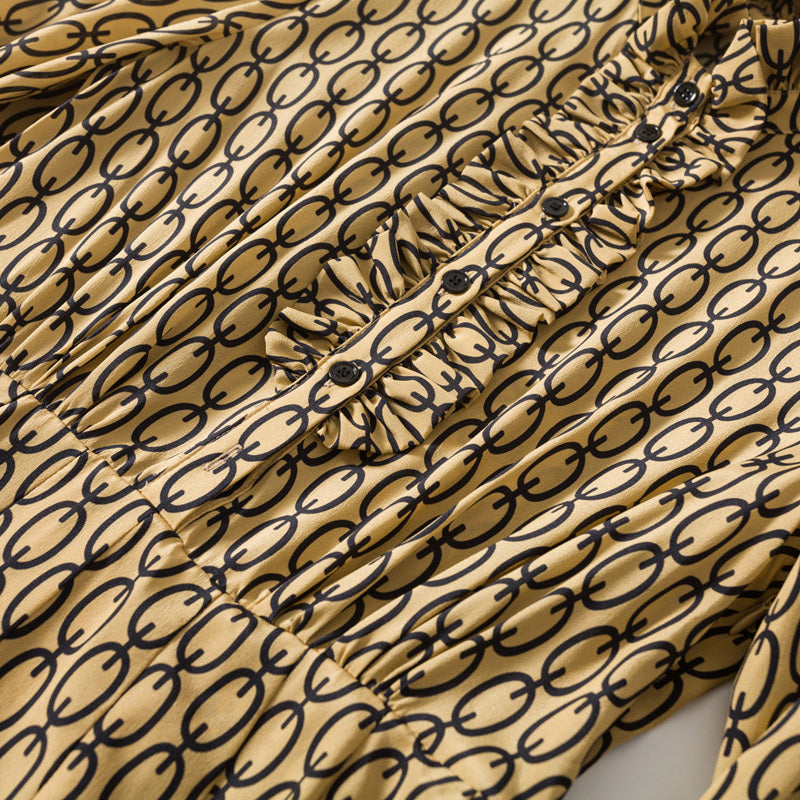Seidenkleid mit Kettendruck, schlichtes Kleid