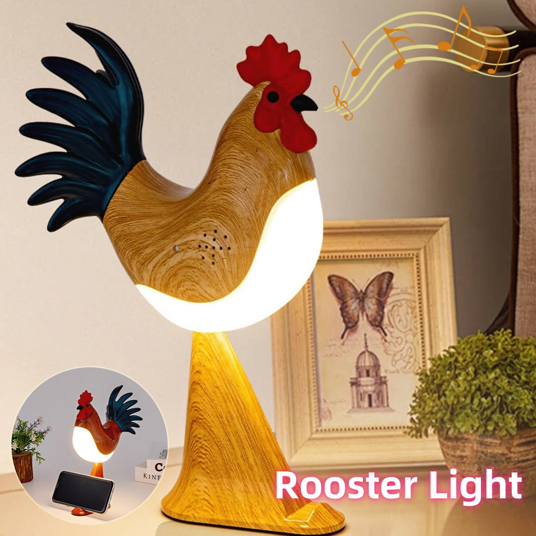 LED Rooster Night Light Touch With Sound Rechargeable Bedside Lamp