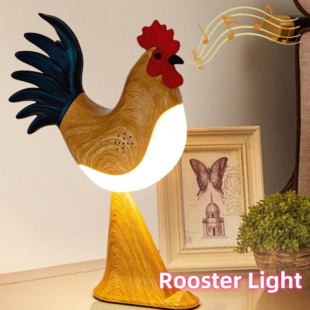 LED Rooster Night Light Touch With Sound Rechargeable Bedside Lamp