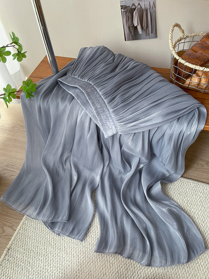 Women’s Elegant Ice Silk High Waist Long Pants