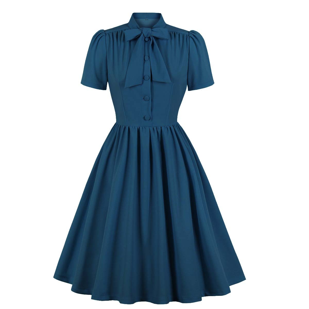 Damen-Swingkleid mit Schnürung, einfarbig, Sommerkleid