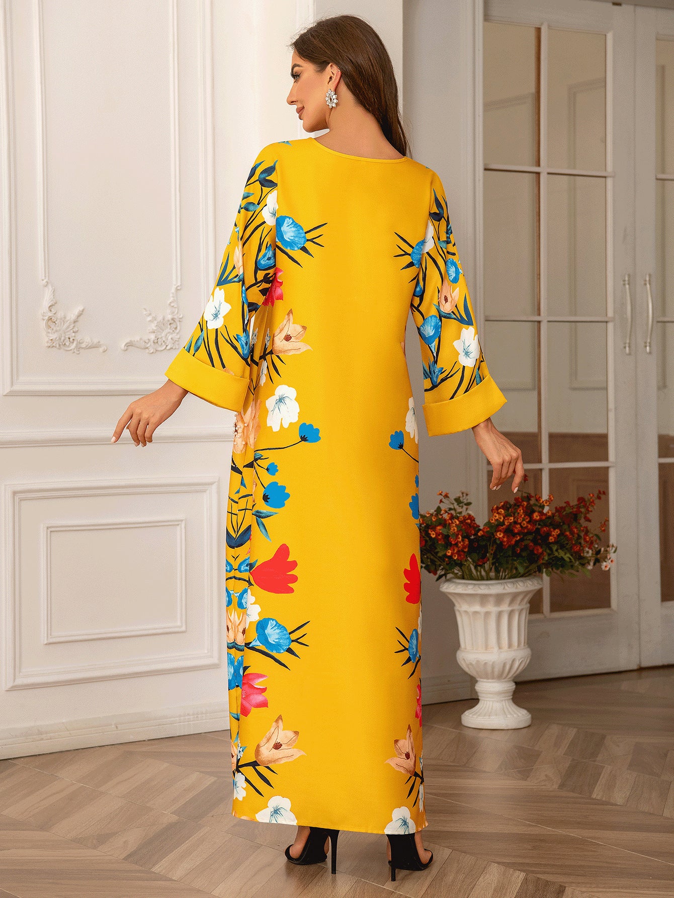 Bedrucktes Hot Diamond Abaya Kleid, Damen Robe, Abaya, muslimisches Damenkleid, bescheidenes Kleid