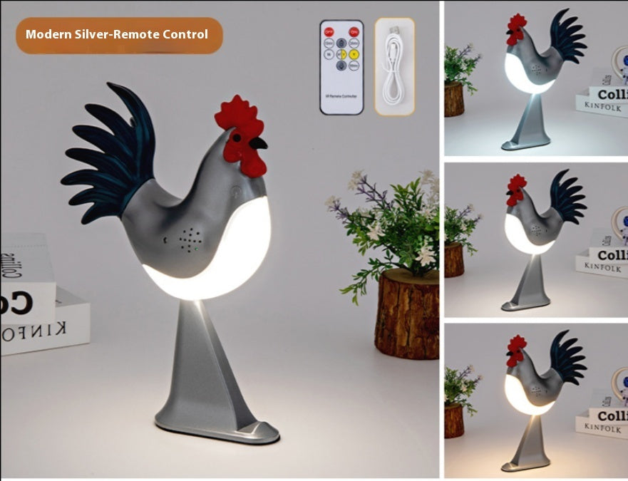 LED Rooster Night Light Touch With Sound Rechargeable Bedside Lamp