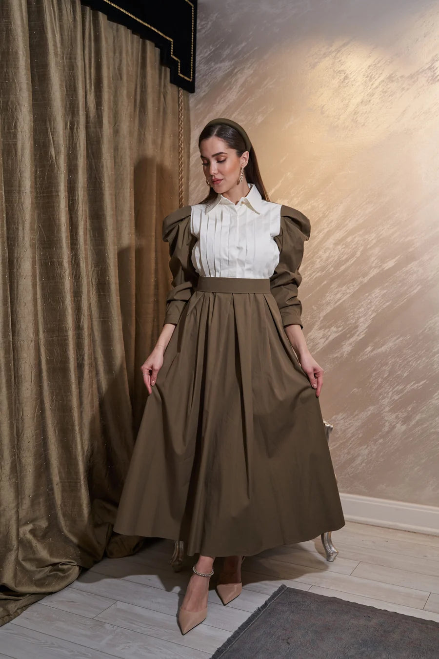 NEOMODEST X BERREN STUDIO Ball Dress-Khaki