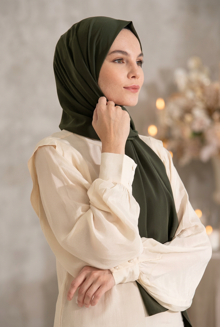 Madina Silk Hijab | Khaki